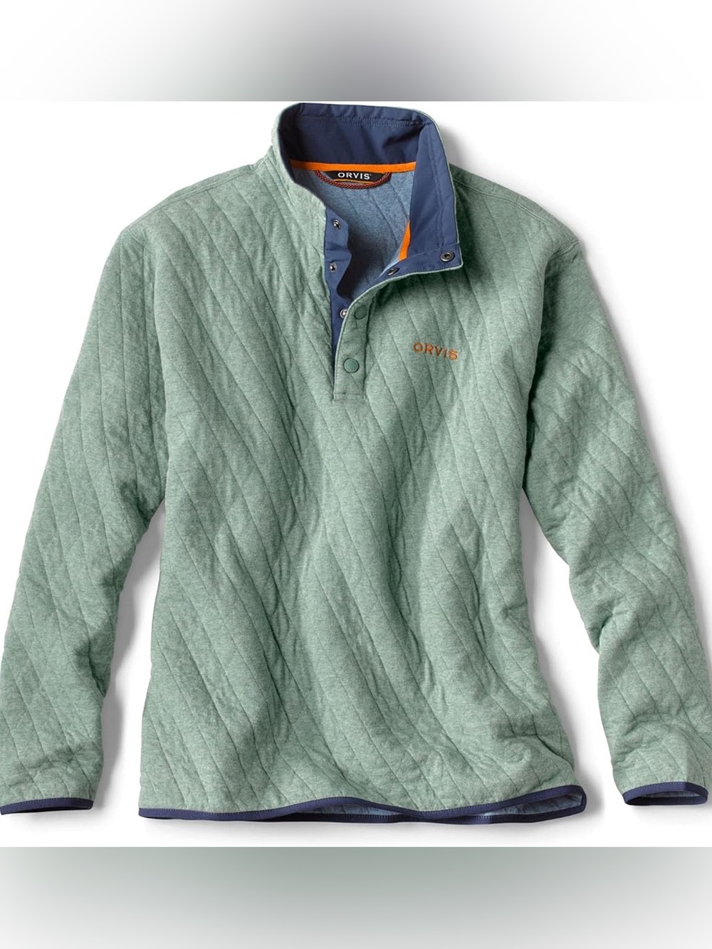 Orvis Trout Bum Green Quilted quarter snap Sweatshirt Sweater men’s size XXL